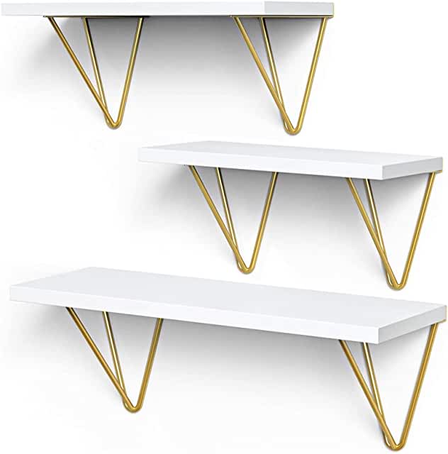 White Floating Shelves Vanity Triangles