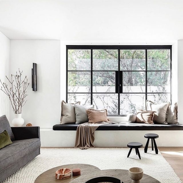 Modern bay window in living room