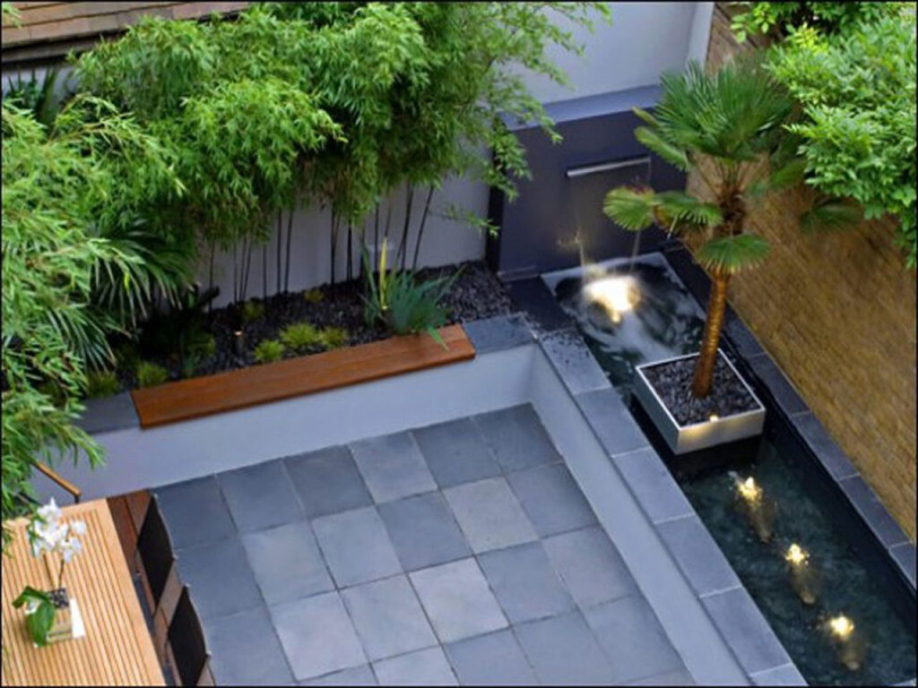 Modern-Backyard-Small-Garden-Design-Ideas-Water-Feature-Urban-Patio