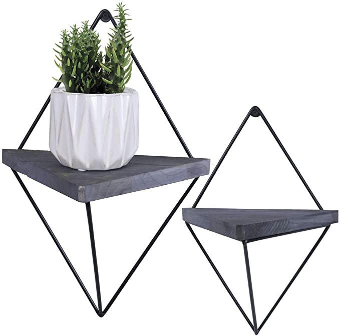 STYLx Floating Wood Triangle Wall Shelves