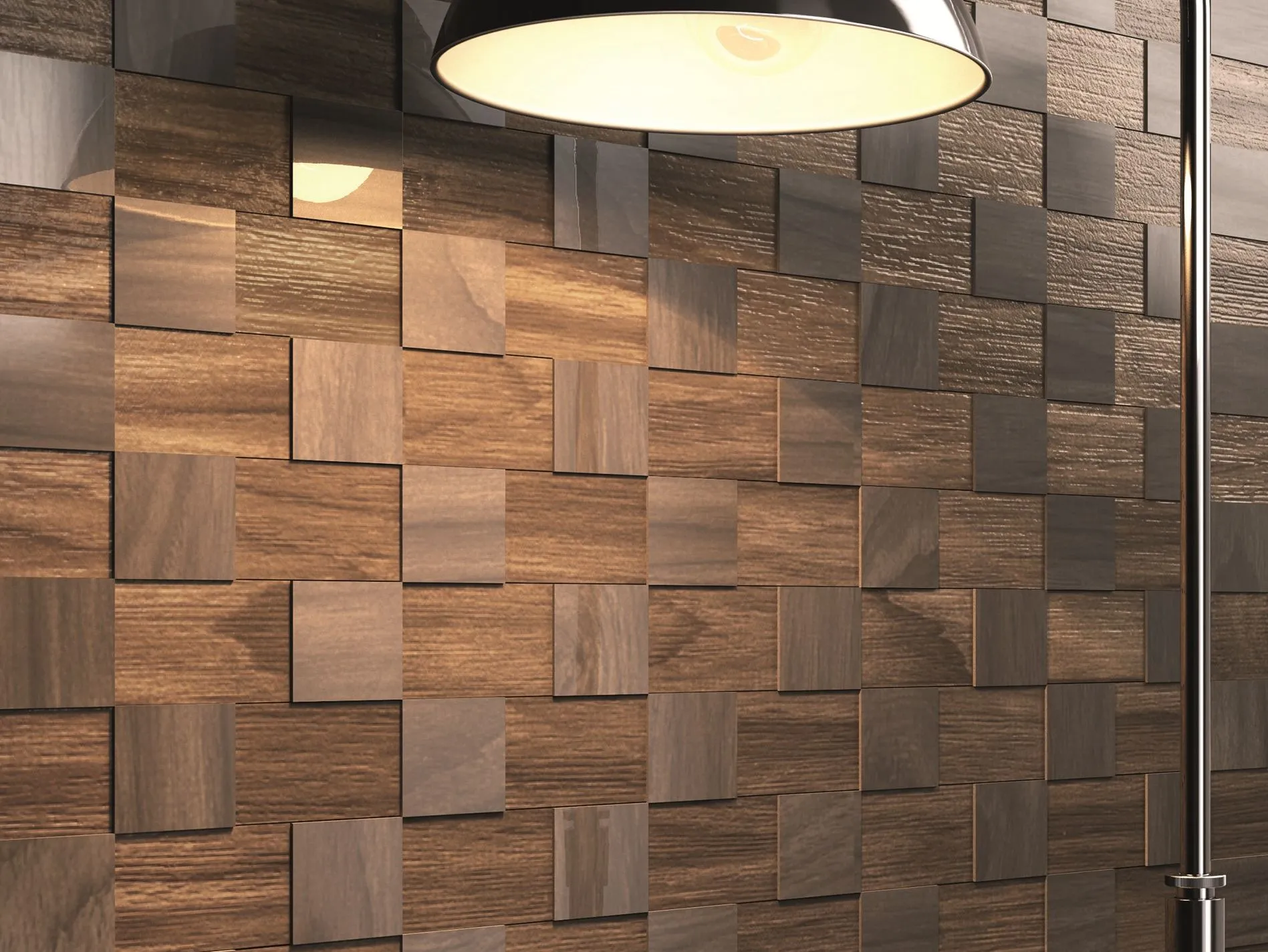 Contemporary Dark Wood Wall Covering Near Standing Lamp on Homesfeed