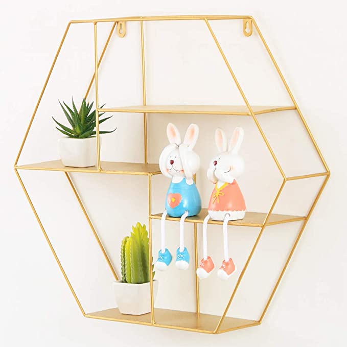 Tiita Wall Shelf Iron Golden Floating