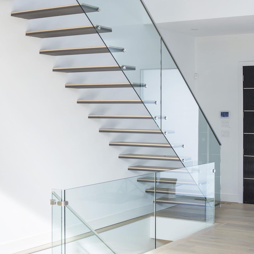 Superslim chrome floating staircase