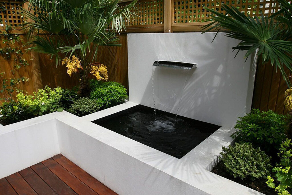 Modern-Backyard-Small-Garden-Design-Ideas-Raised-Pond-Planter-Water-Feature