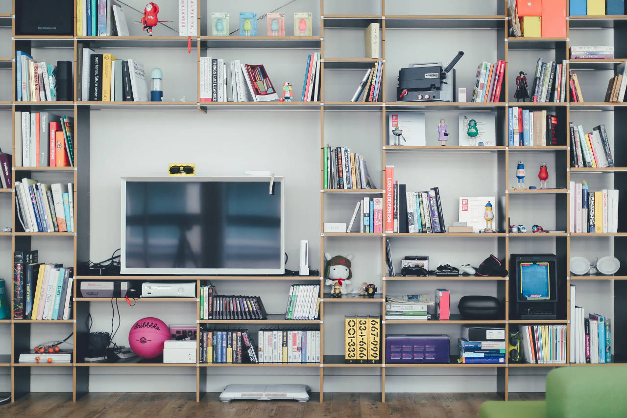 Media Console Book Shelves