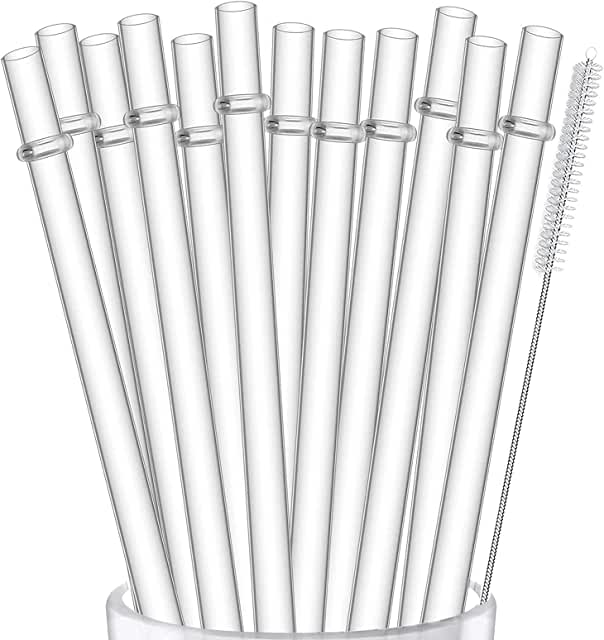 Reusable Plastic Straws with Cleaning Brush