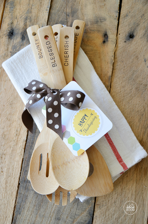 A set of personalised wooden spoons