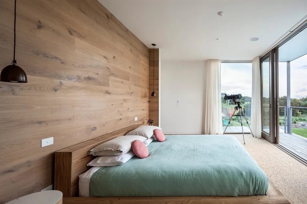 Unique bedroom feature wall scandinavian with platform bed on urban angles