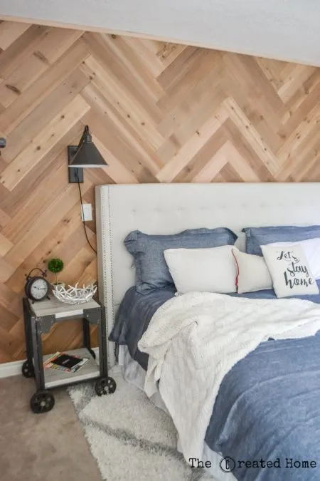 Herringbone Accent Wall for the Bedroom featured in The Created Home