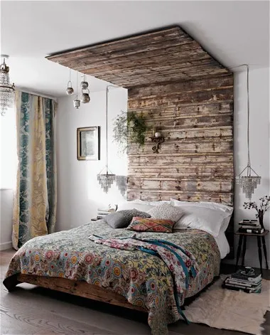 Reclaimed rustic timber canopy in the bed room - The Telegraph