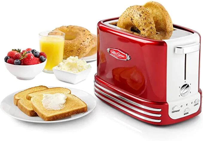 Nostalgia New and Improved Wide 2-Slice Toaster Red
