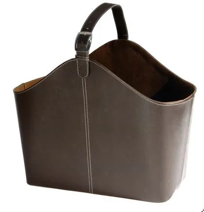 Osco-Faux-Leather-Magazine-Basket-with-Strap