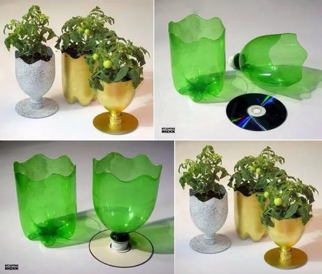 Gold and Speckled White Goblet Pots Gold and Speckled White Goblet Pots