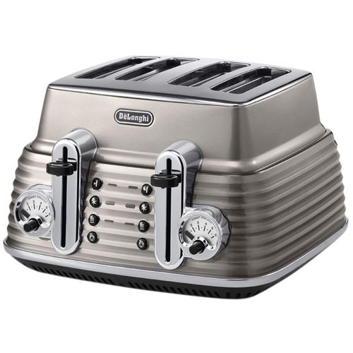 DELONGHI Scultura CTZ4003BG 4-Slice Toaster Champagne