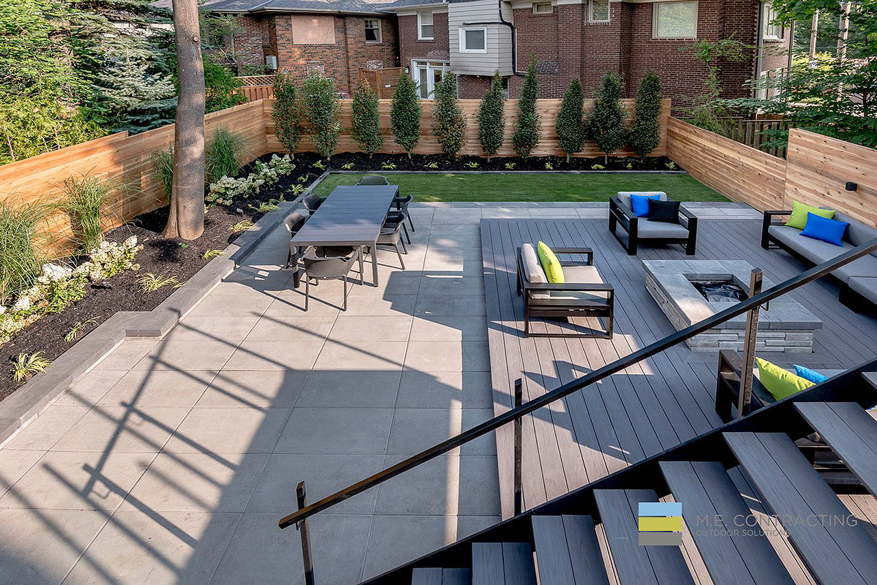 Modern-Backyard-Deck-Design-Seating-View-From-Top-Fireplace-Dining-Seating Modern-Backyard-Deck-Design-Seating-View-From-Top-Fireplace-Dining-Seating
