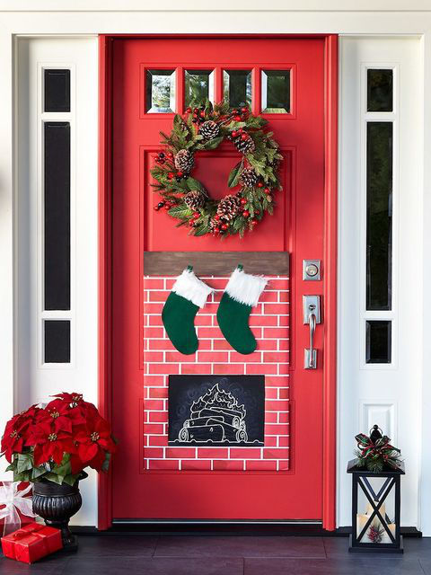 Christmas Fireplace Front Door