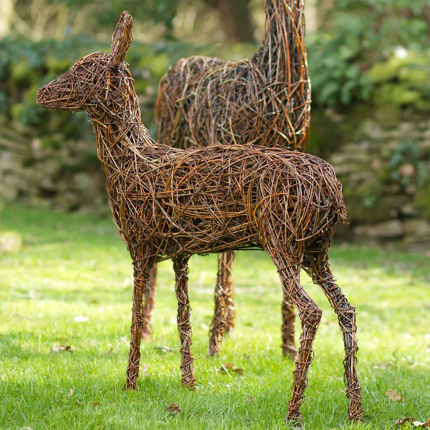 Fawn Deer Willow Sculpture