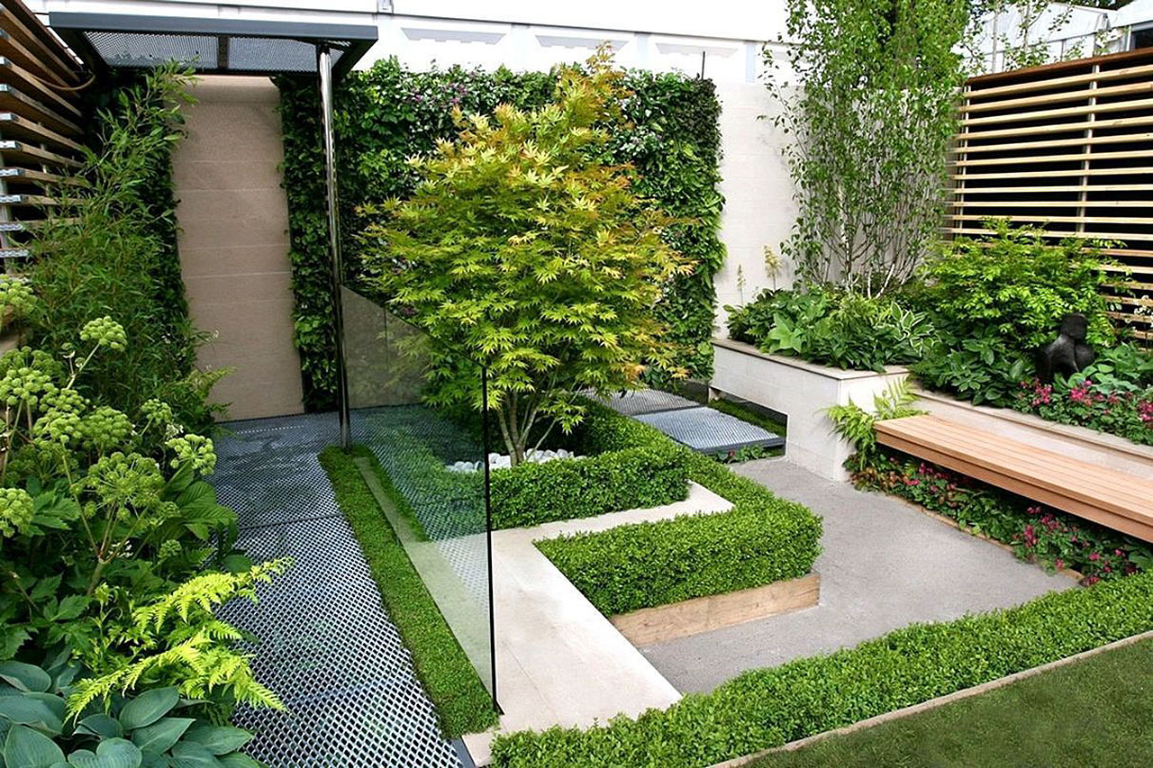 Modern-Backyard-Small-Garden-Design-Landscaping-Seating-Terrace-Planter