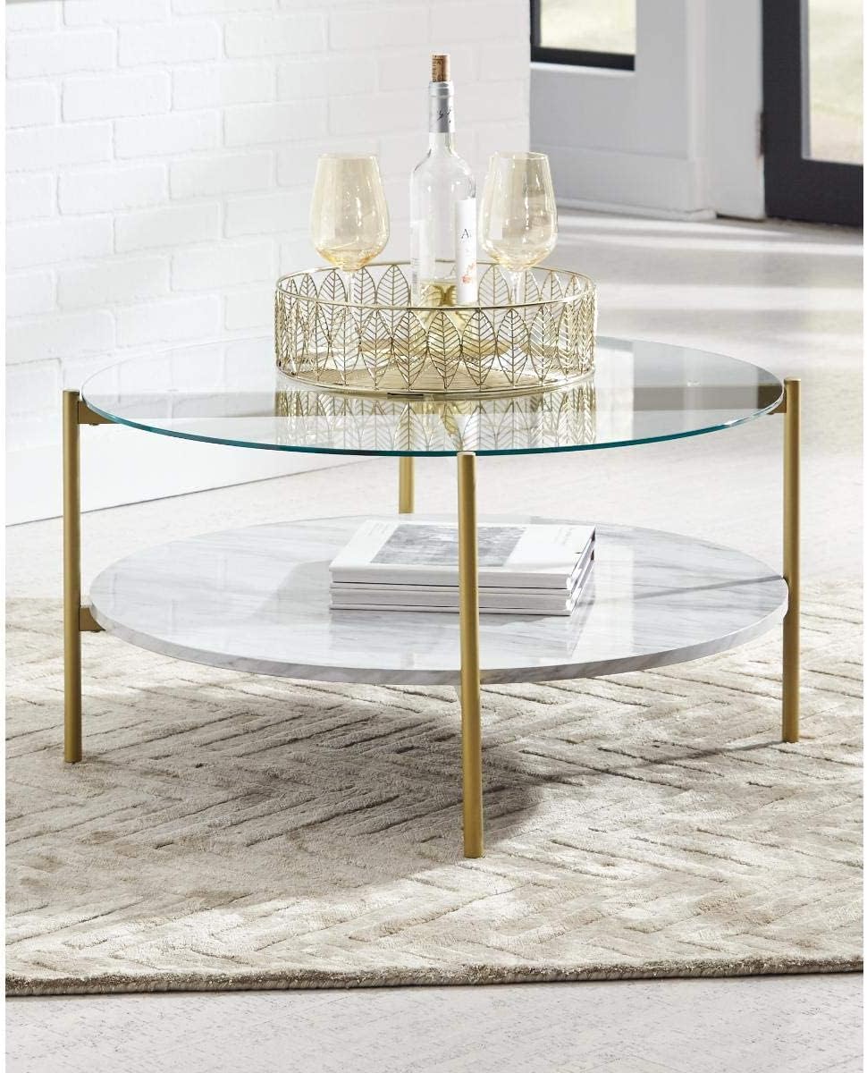 Stylish and Contemporary Glass Coffee Tables with Gold Frames - Colour ...