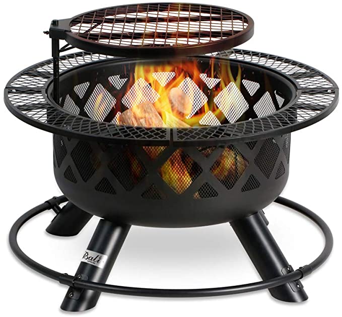 BALI OUTDOORS Wood Burning Fire Pit with BBQ Grill