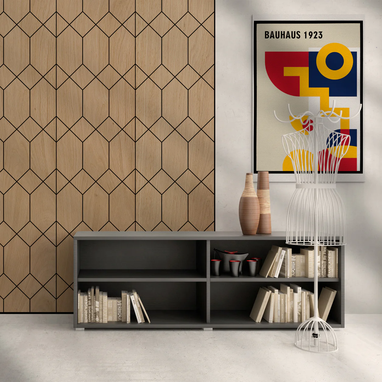 Modeen Geometric Design on Wood Wall Panel by WWH