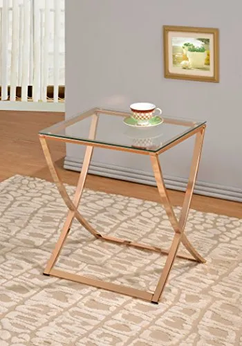 Gold Finish Metal Side Table