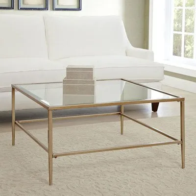Nash Square Coffee Table Made of Glass Top And Gold Finished Metal