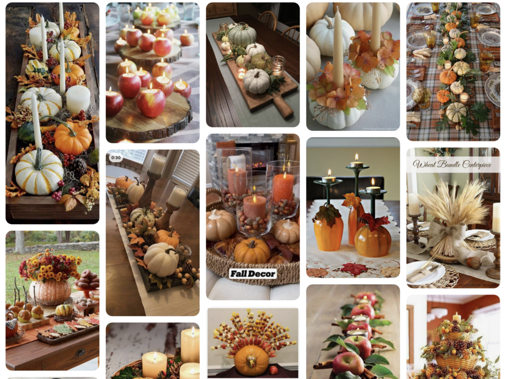 Thanksgiving Centrepieces screenshot collection from Pinterest