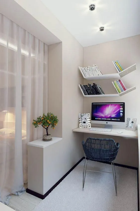 Ultra Compact Balcony Study Work Desk Wonky Shelves Modern Minimalist Design