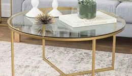 WE Furniture 36-inch Coffee Table with X-Base Gold