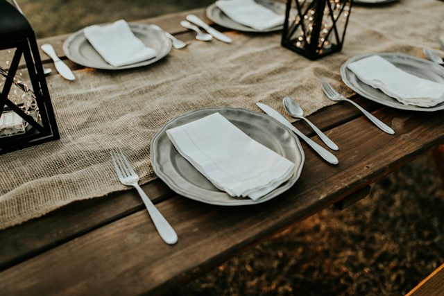 Rustic table layout at Thanksgiving