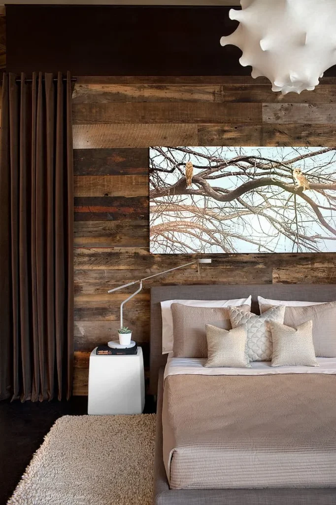 Rustic-design-use-of-reclaimed-wood-in-the-contemporary-bedroom
