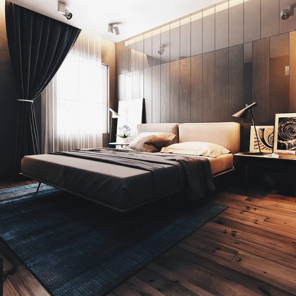 Modern-Dark-Vertical-Wooden-Accent-Bedroom