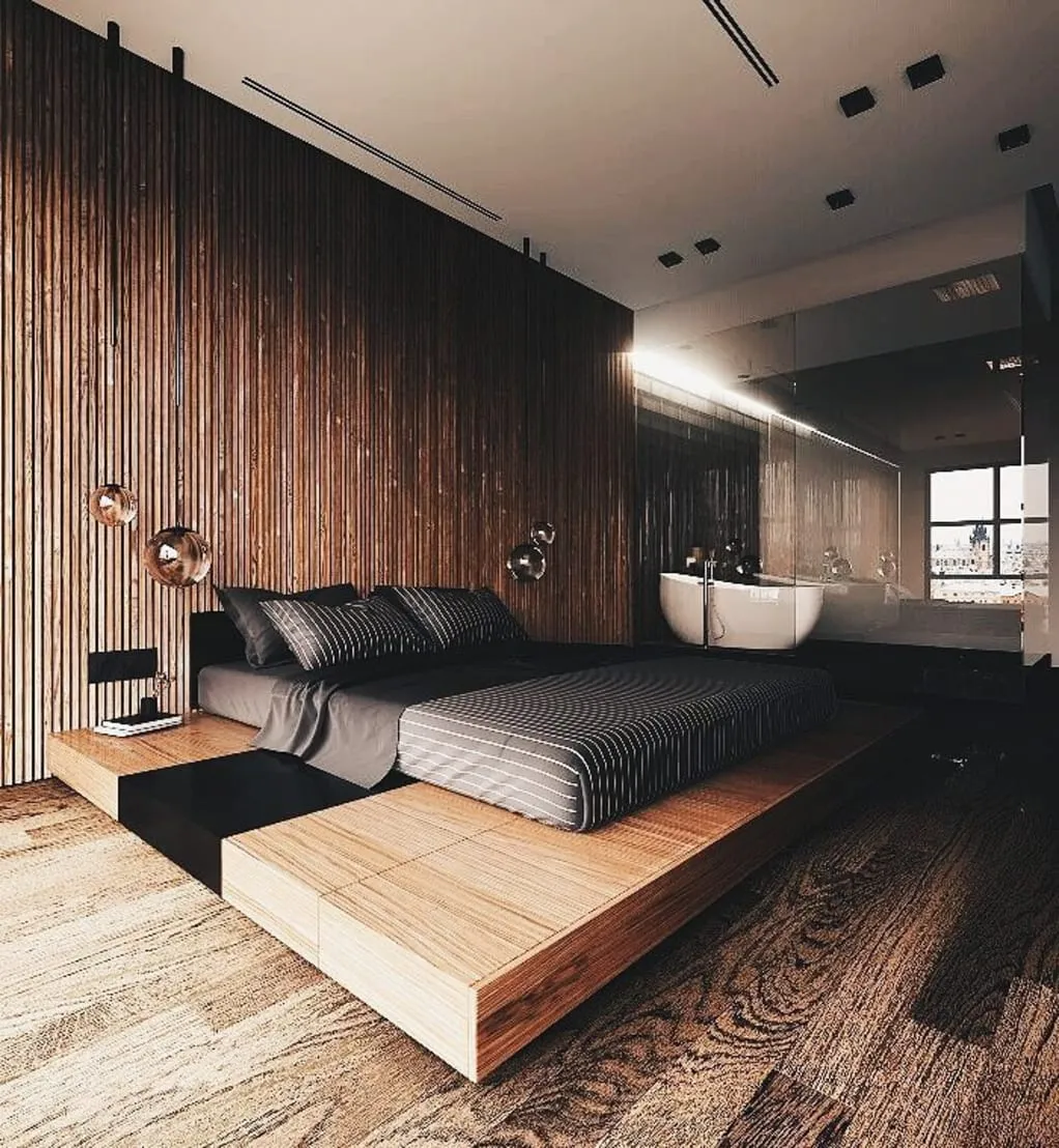 Dark-Strip-Vertical-Wooden-Wall-Bedroom-Crustal-Ball-Side-Light