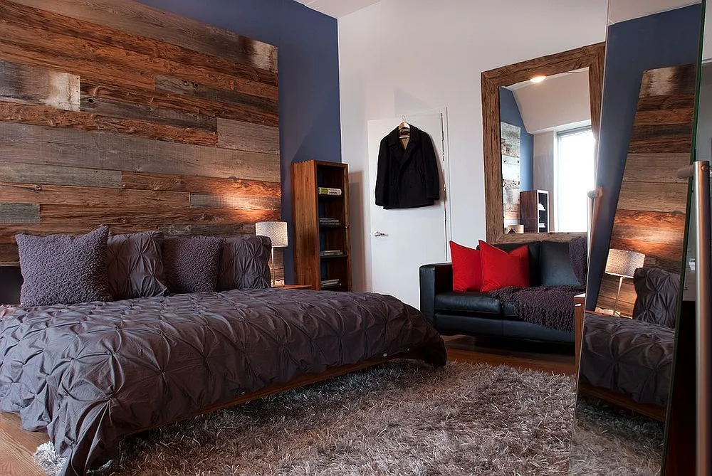 Exquisite-bedroom-Philadelphia-penthouse-accent-wall-crafted-wood