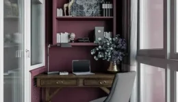 Medium-Closed-Balcony-Vintage-Style-Desk-Tiles-Purple-Wall