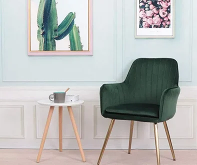 Living-Room-Leisure-Armchair-Velvet-Green-w-Golden-Leg